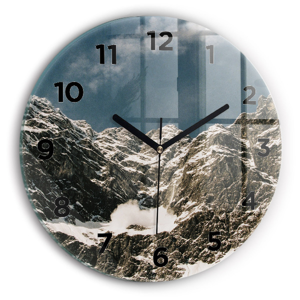 Round glass clock Watzmann Mountains