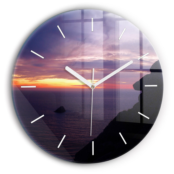 Round glass clock Stone head