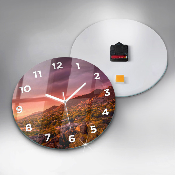 Round glass clock North Scottsdale Sunset