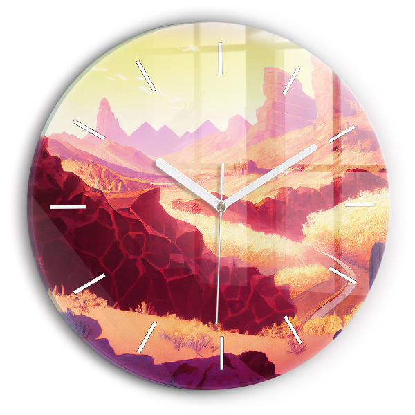 Round glass clock Arizona Desert