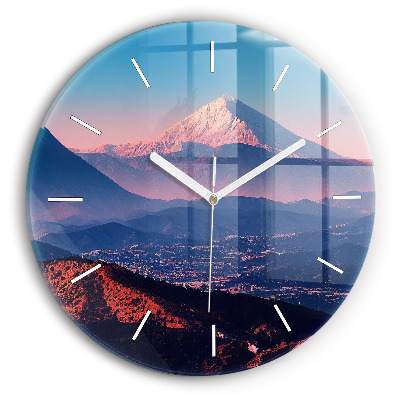 Round glass clock Mountains in San Antonio USA