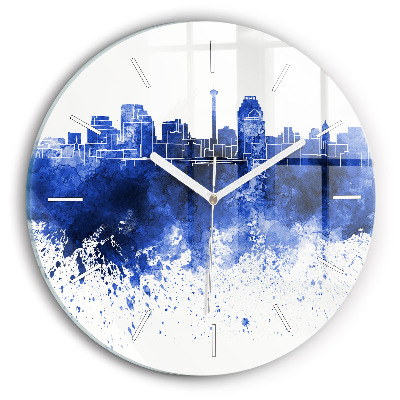 Round glass clock San Antonio Watercolors