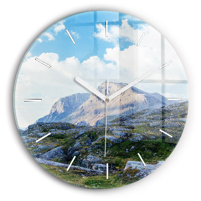 Round glass clock Rocky Landscape