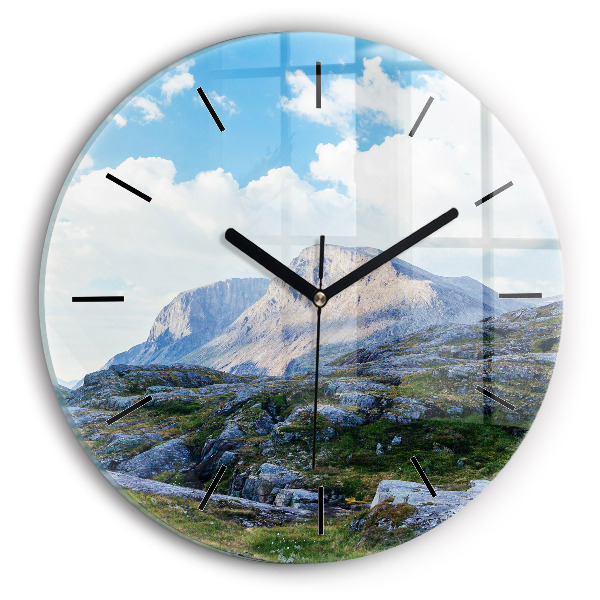 Round glass clock Rocky Landscape
