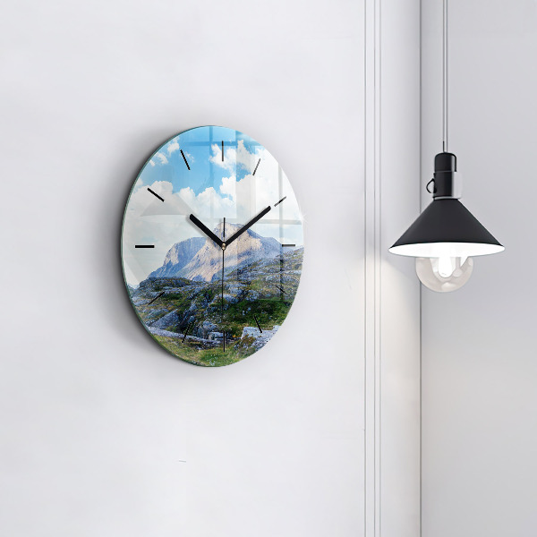Round glass clock Rocky Landscape