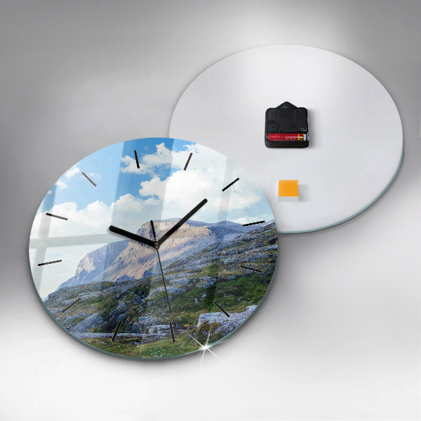Round glass clock Rocky Landscape