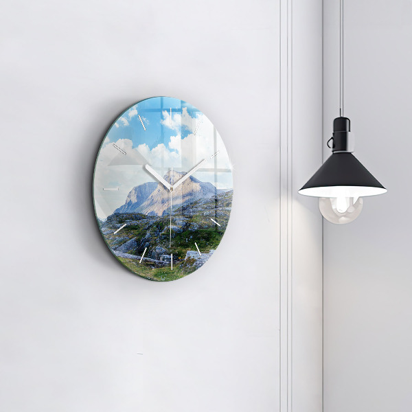 Round glass clock Rocky Landscape