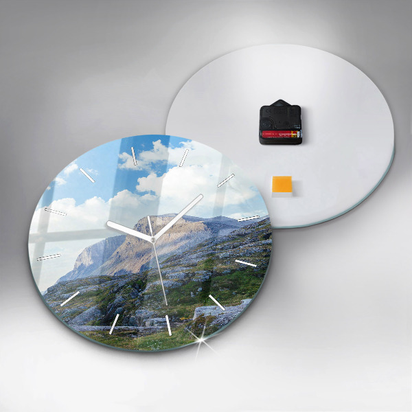 Round glass clock Rocky Landscape
