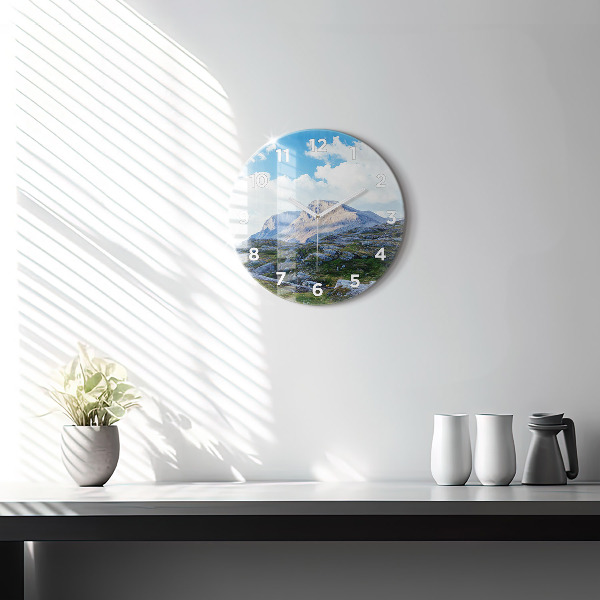 Round glass clock Rocky Landscape