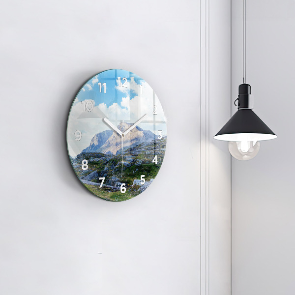 Round glass clock Rocky Landscape