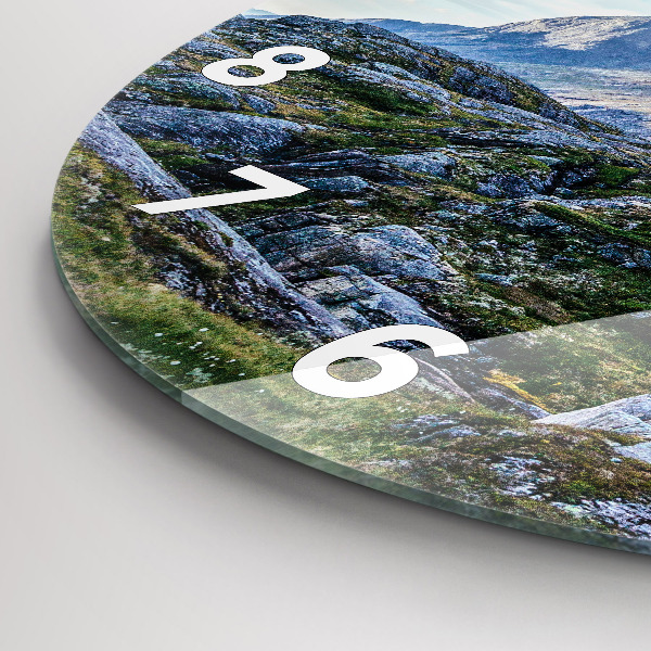 Round glass clock Rocky Landscape