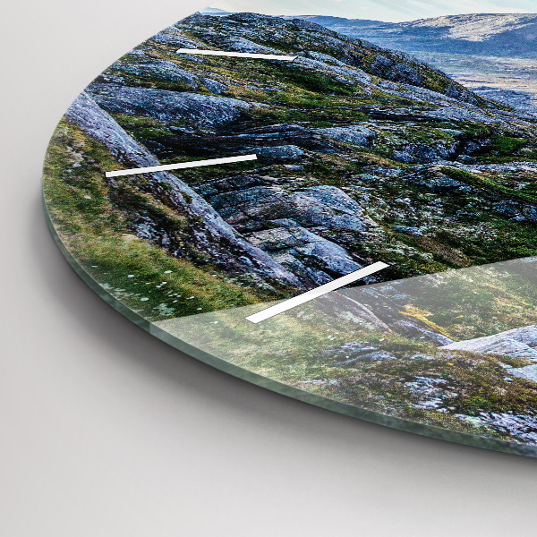Round glass clock Rocky Landscape