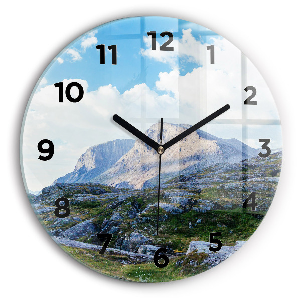 Round glass clock Rocky Landscape