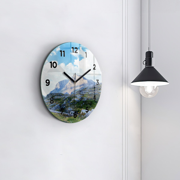 Round glass clock Rocky Landscape