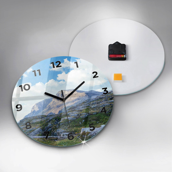 Round glass clock Rocky Landscape