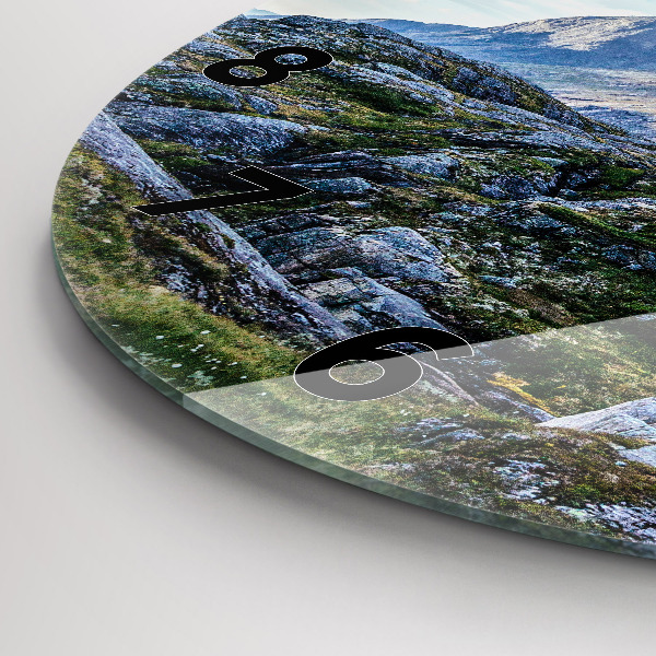 Round glass clock Rocky Landscape
