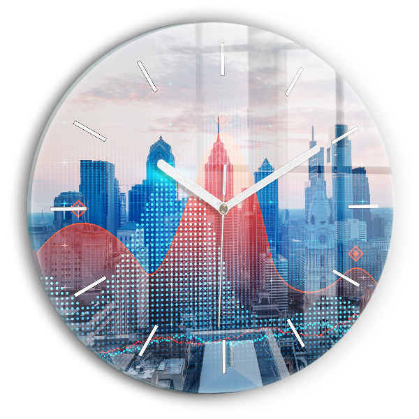 Round glass clock Skyscrapers in Philadelphia