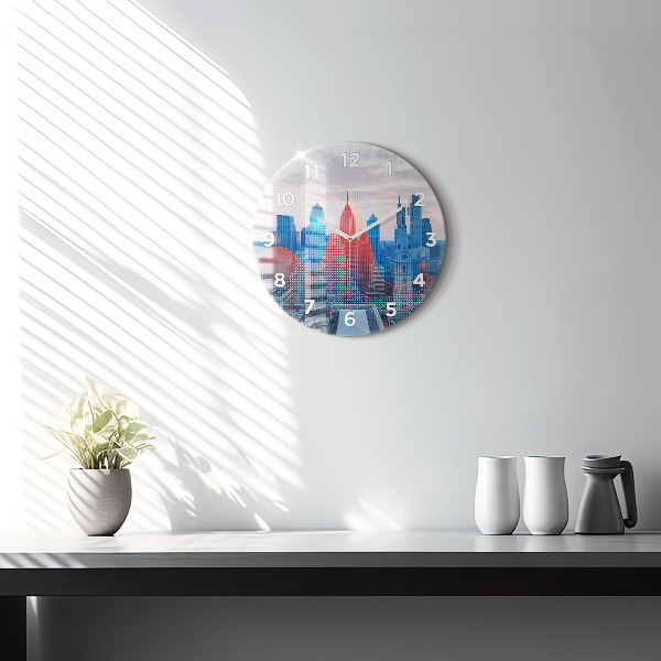 Round glass clock Skyscrapers in Philadelphia