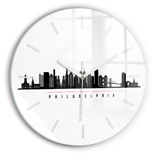 Round glass clock Philadelphia illustration