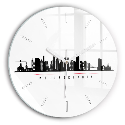 Round glass clock Philadelphia illustration