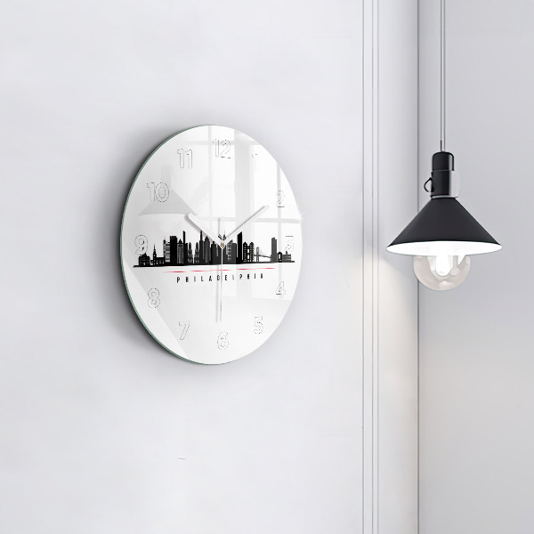 Round glass clock Philadelphia illustration