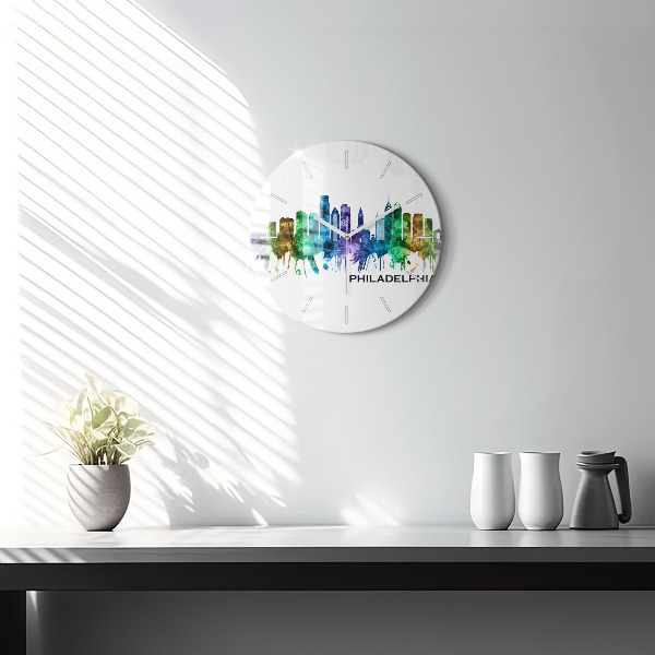 Round glass clock Colorful Philadelphia