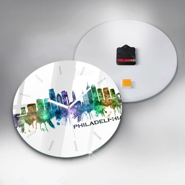 Round glass clock Colorful Philadelphia