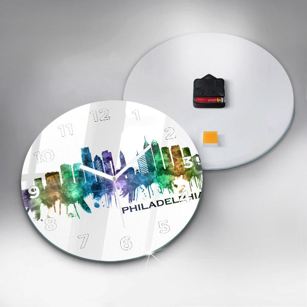 Round glass clock Colorful Philadelphia