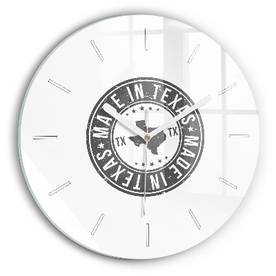 Round glass clock Texas stamp