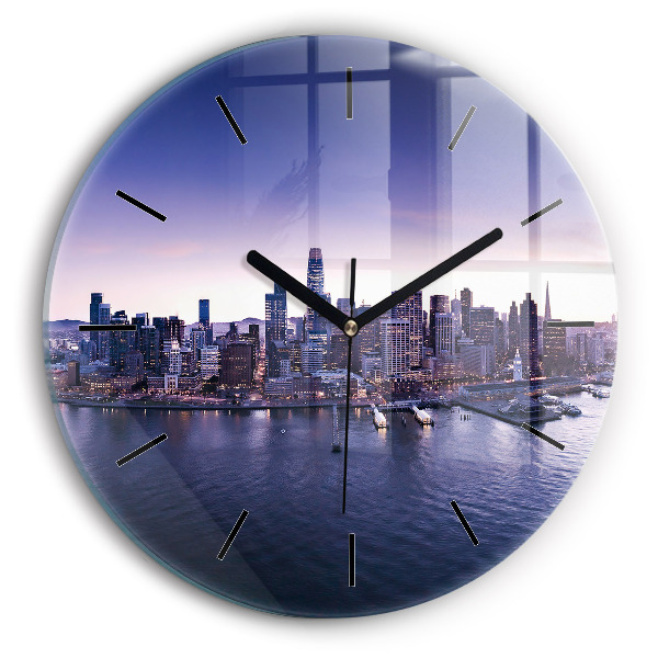 Round glass clock View of San Francisco