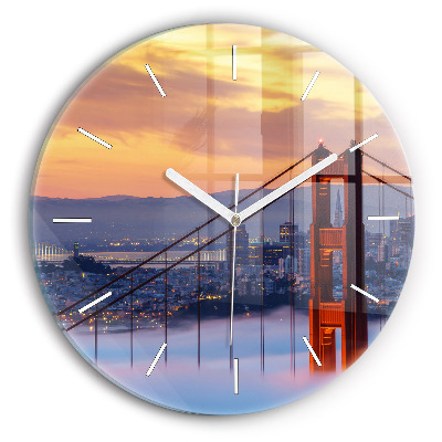 Round glass clock San Francisco Bridge
