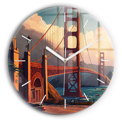 Round glass clock San Francisco Bridge