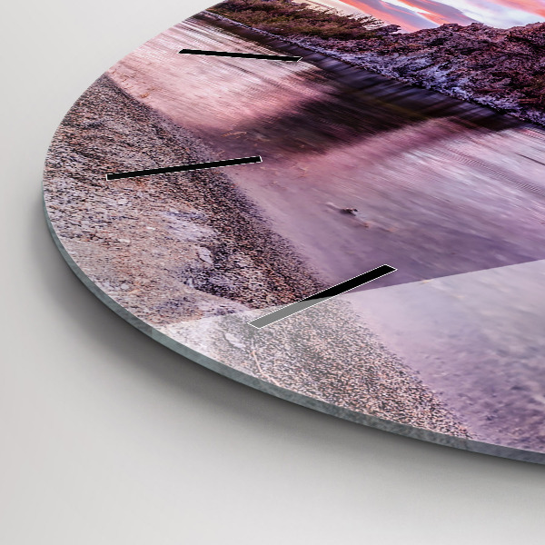 Round glass clock California Sunrise