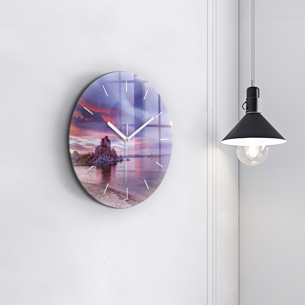 Round glass clock California Sunrise