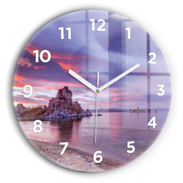 Round glass clock California Sunrise