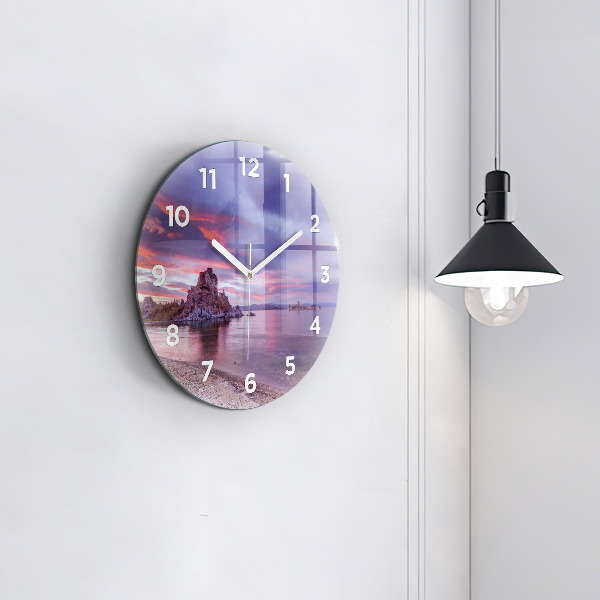 Round glass clock California Sunrise