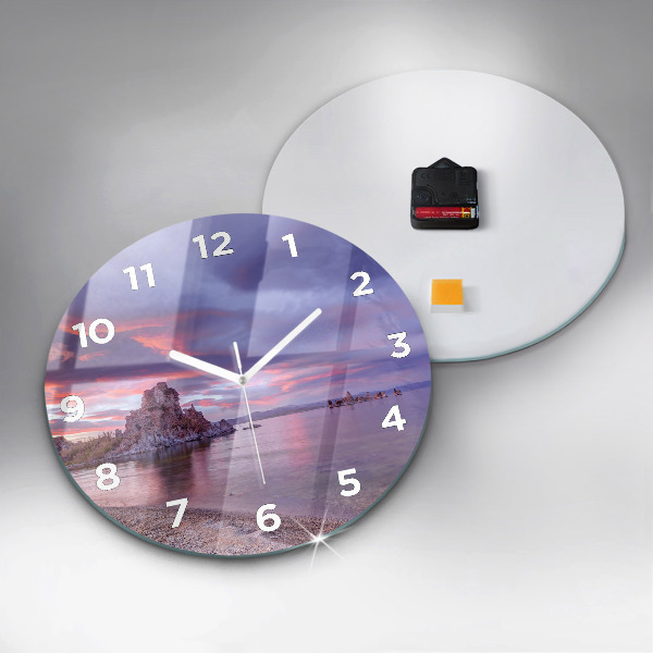 Round glass clock California Sunrise