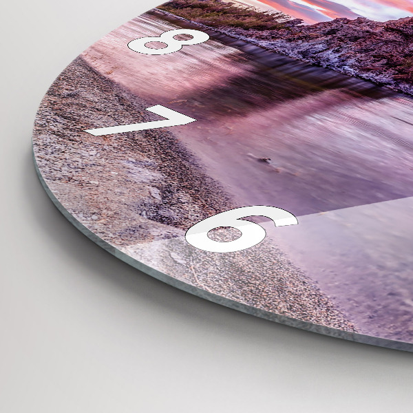 Round glass clock California Sunrise