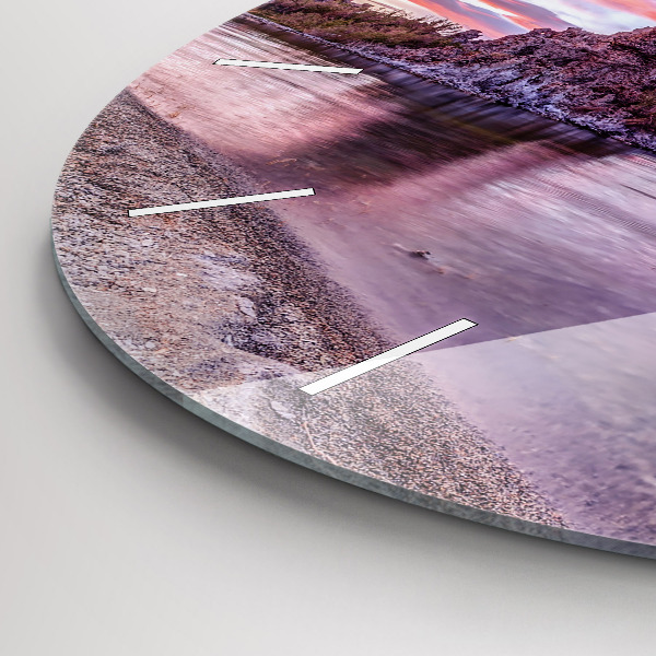 Round glass clock California Sunrise