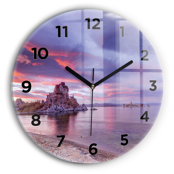 Round glass clock California Sunrise