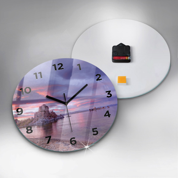 Round glass clock California Sunrise