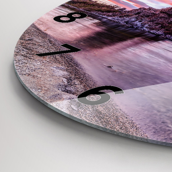 Round glass clock California Sunrise