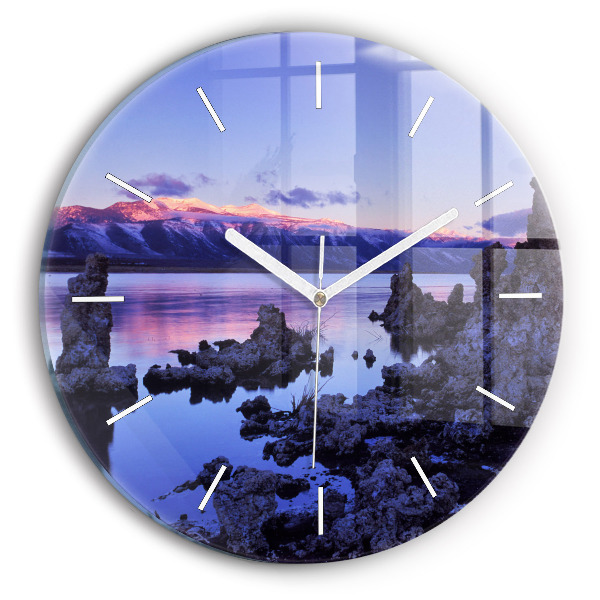 Round glass clock Lake California