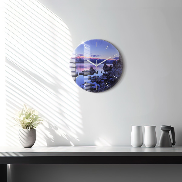 Round glass clock Lake California