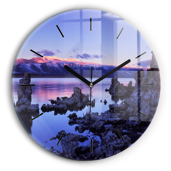 Round glass clock Lake California