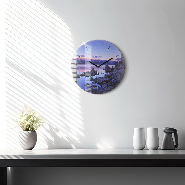 Round glass clock Lake California