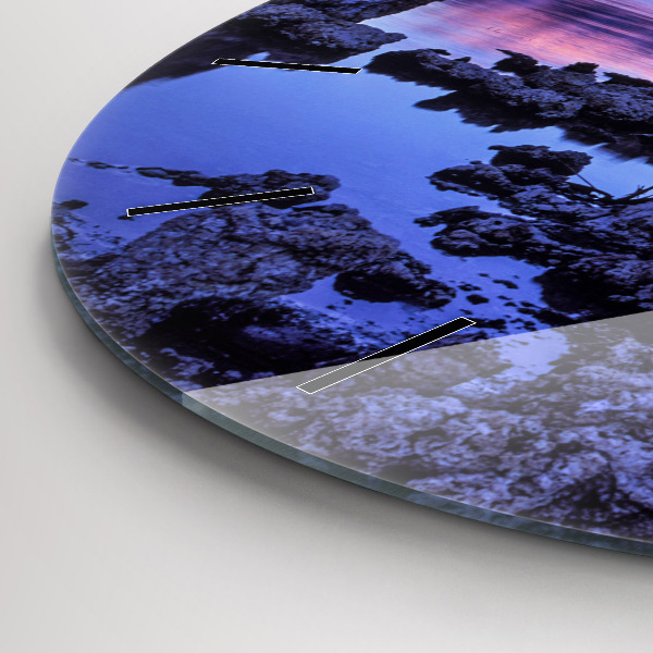 Round glass clock Lake California