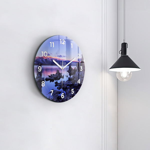 Round glass clock Lake California