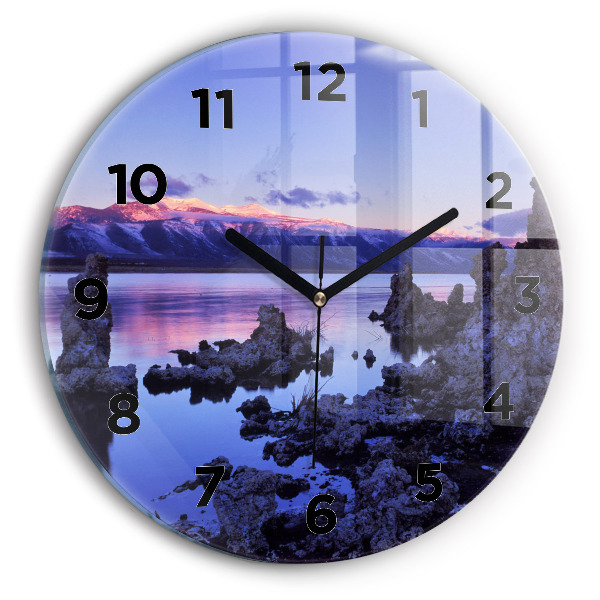 Round glass clock Lake California