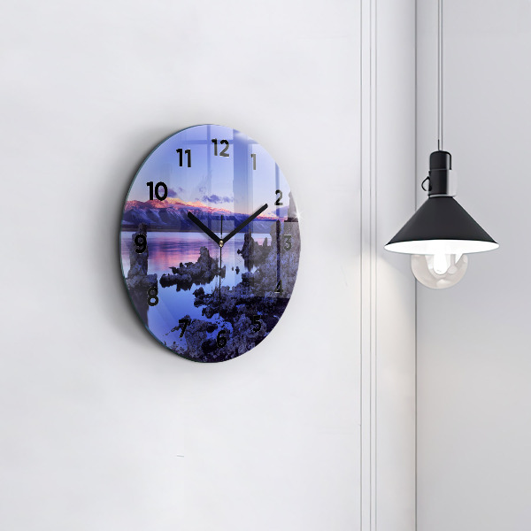 Round glass clock Lake California